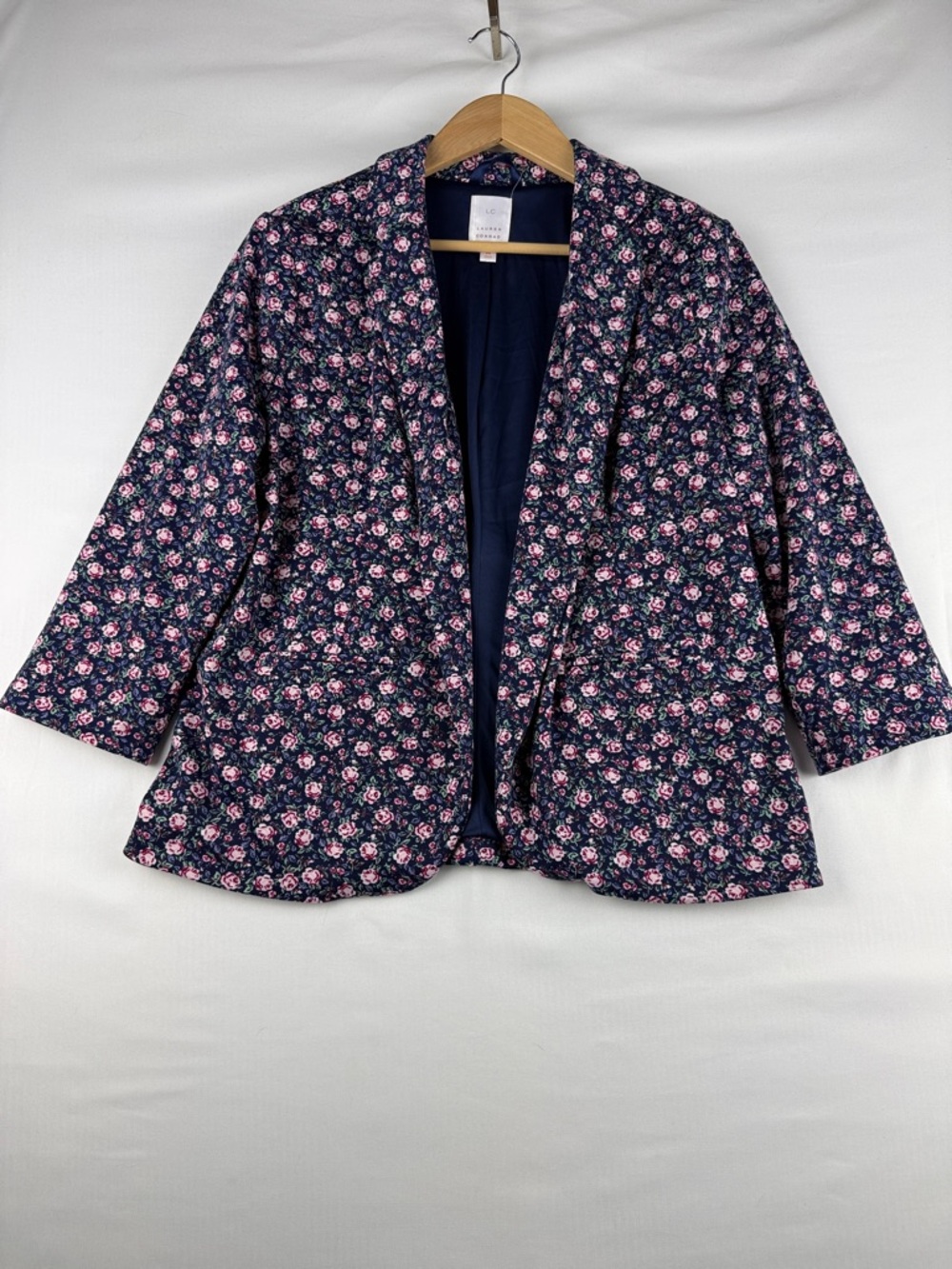LC Lauren Conrad Navy Floral Jacket Size M Lined Feminine Chic